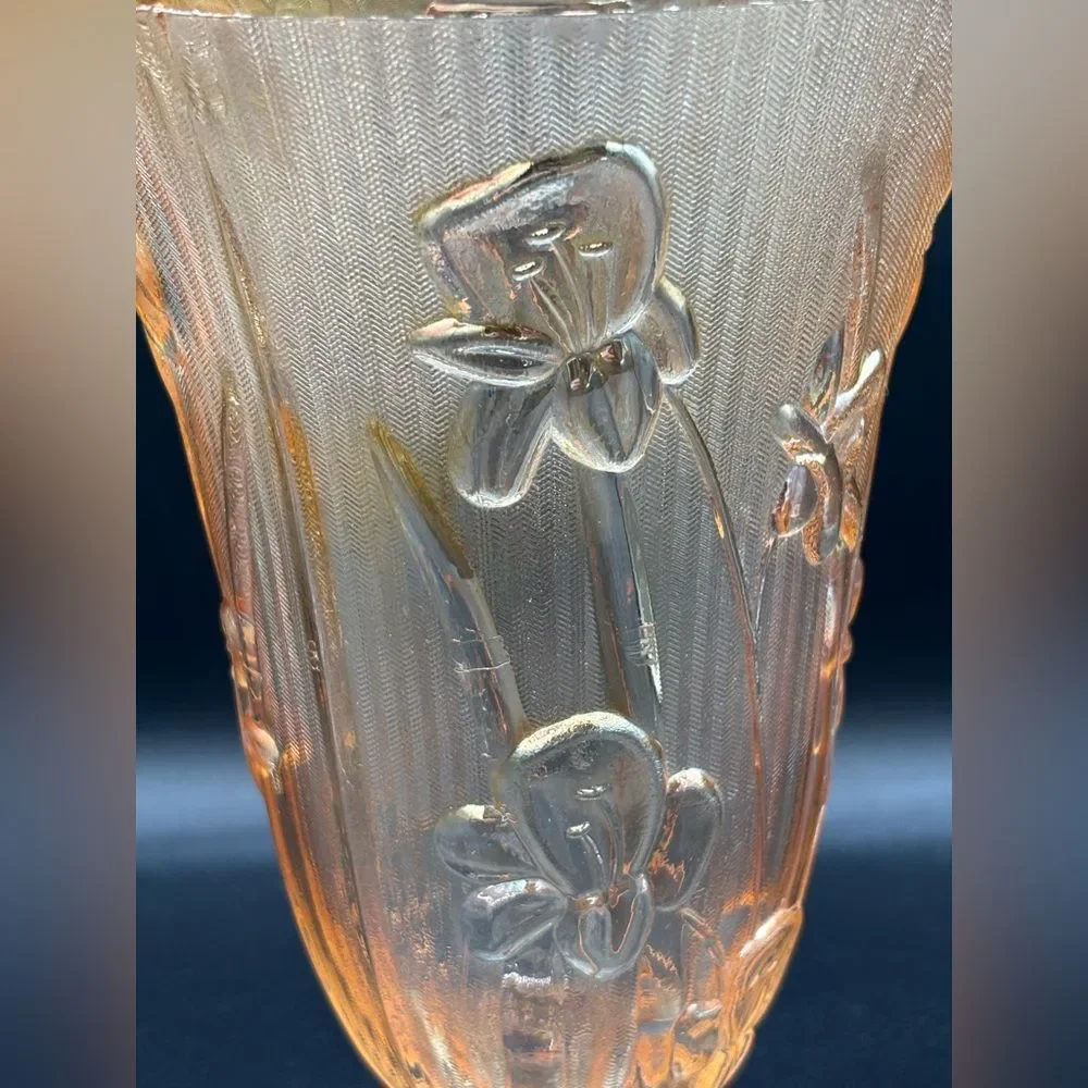 Carnival Glass Footed Vase JEANETTE 9